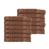 Rolla Cotton Geometric Jacquard Plush Face Towel Washcloth Set of 12